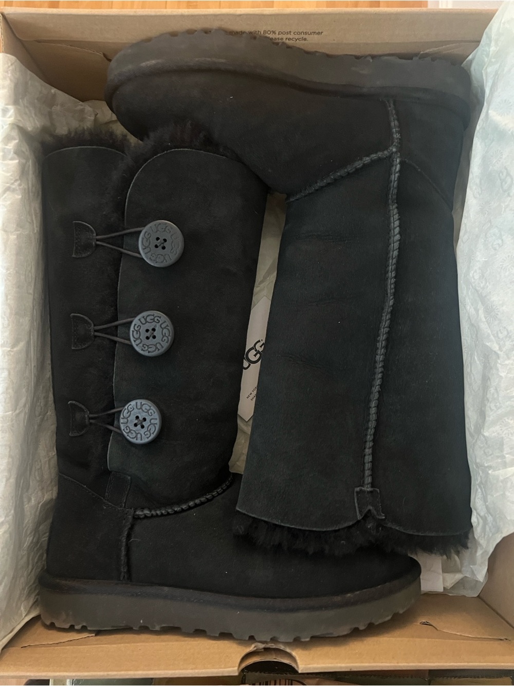 UGG 3 Button Tall Black Boots - Picture 5 of 5